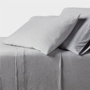 THRESHOLD NEW Cotton Jersey Sheet Set -Heather gray -king